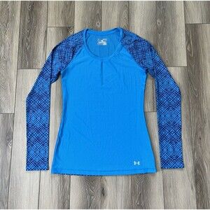 Under Armour HeatGear Fitted Blue Athletic Long Sleeve Shirt Women’s Size XS
